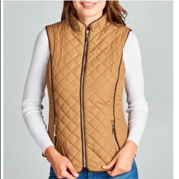 LAST 1✨ quilted puffer vest jacket brown tan - Picture 2 of 3